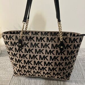 MK✨ Michael Kors MK Monogram Tote Bag Chain Shoulder Crossbody Large Purse